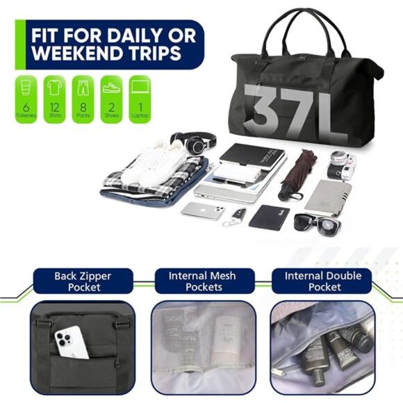 Travel Duffle Bag, Weekender Travel Bag Men Small Gym Bag for Women, Hospital - Picture 4 of 8